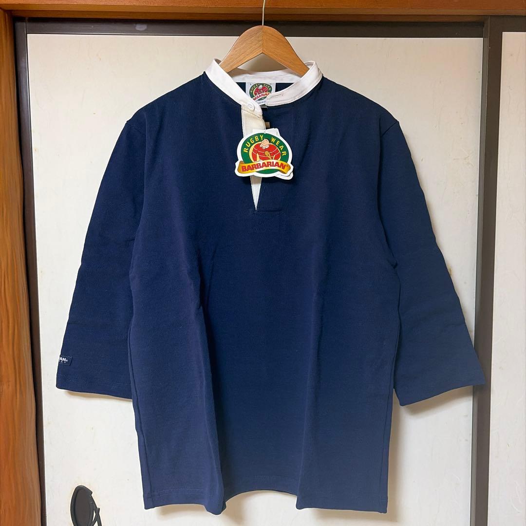 BARBARIAN カナダ製 ラガーシャツ L ネイビー 新品 箱付き