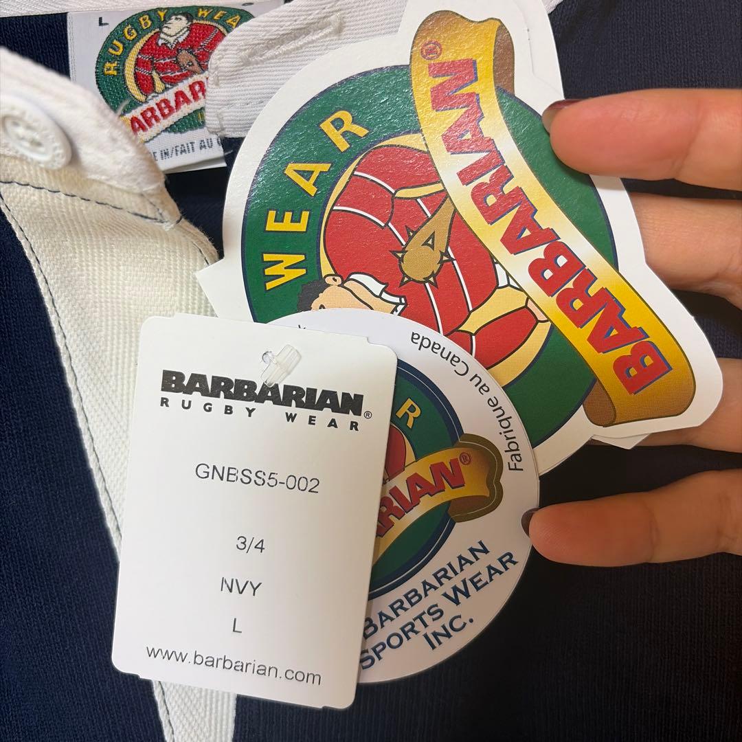 BARBARIAN カナダ製 ラガーシャツ L ネイビー 新品 箱付き