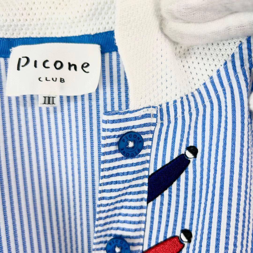 Picone CLUB Ⅲ 美品　ワンピース　ゴルフ　ブルー　ストライプ　刺繍
