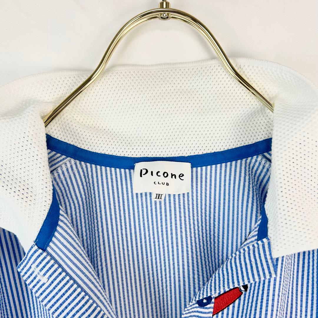 Picone CLUB Ⅲ 美品　ワンピース　ゴルフ　ブルー　ストライプ　刺繍
