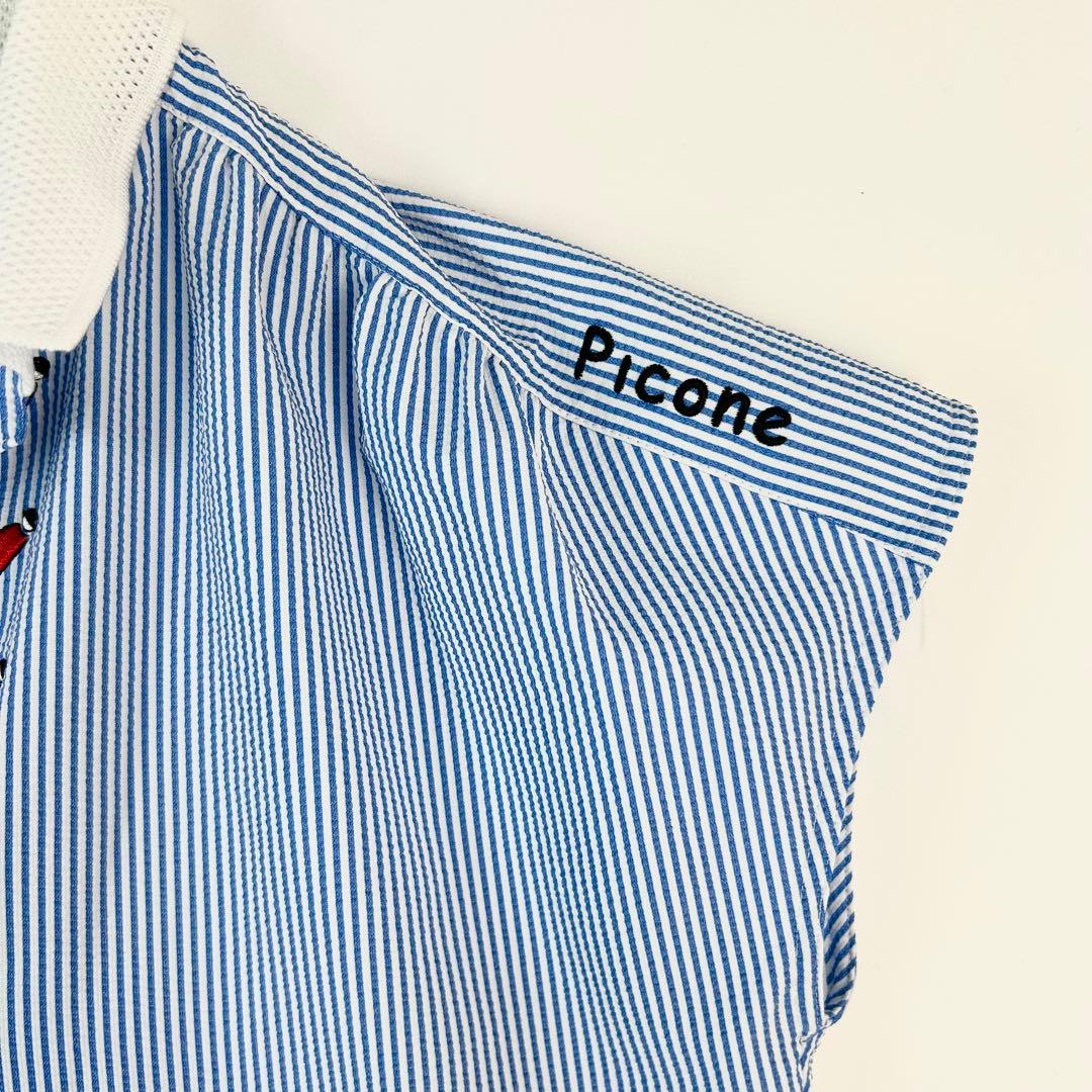Picone CLUB Ⅲ 美品　ワンピース　ゴルフ　ブルー　ストライプ　刺繍