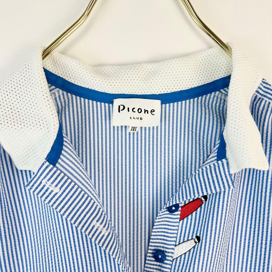 Picone CLUB Ⅲ 美品　ワンピース　ゴルフ　ブルー　ストライプ　刺繍