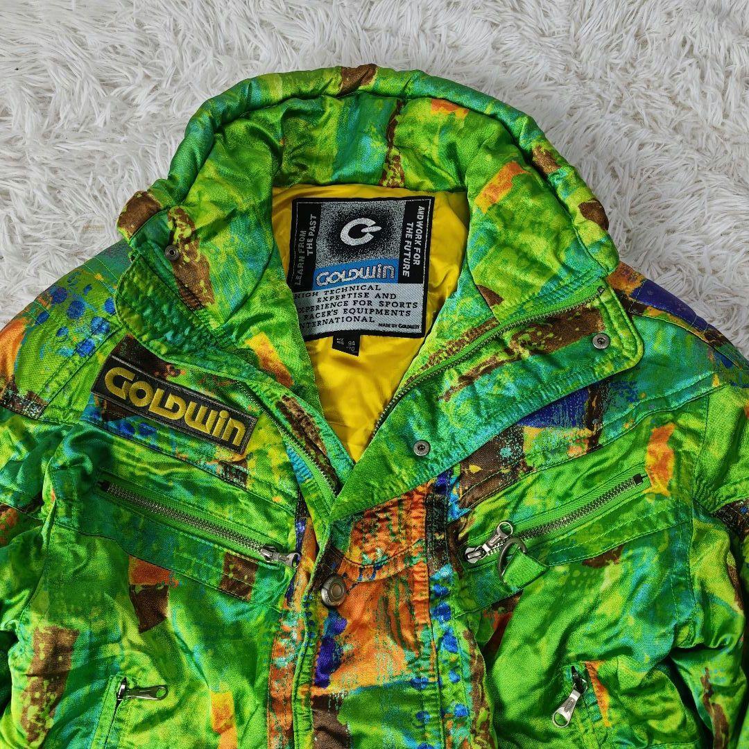 【美品】GOLDWIN 90s 総柄アノラック 中綿ジャケット 緑　メンズL