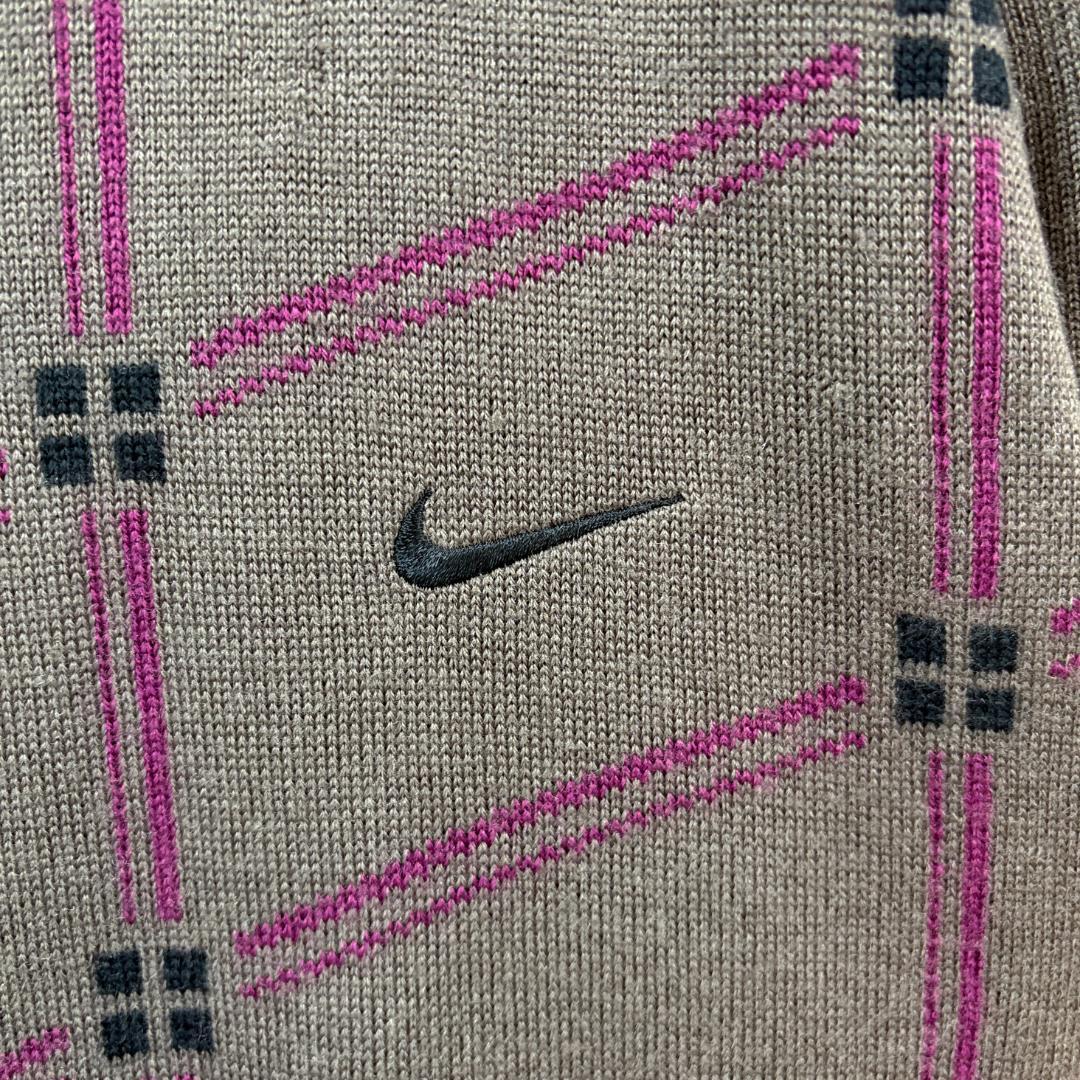 L　NIKE GOLF　前身頃総柄ハイゲージニット　ゴルフセーター　ナイキゴルフ
