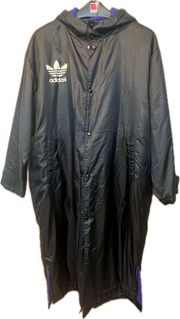 【極美品】90s adidas アディダス ベンチコート ボアコート 黒 L