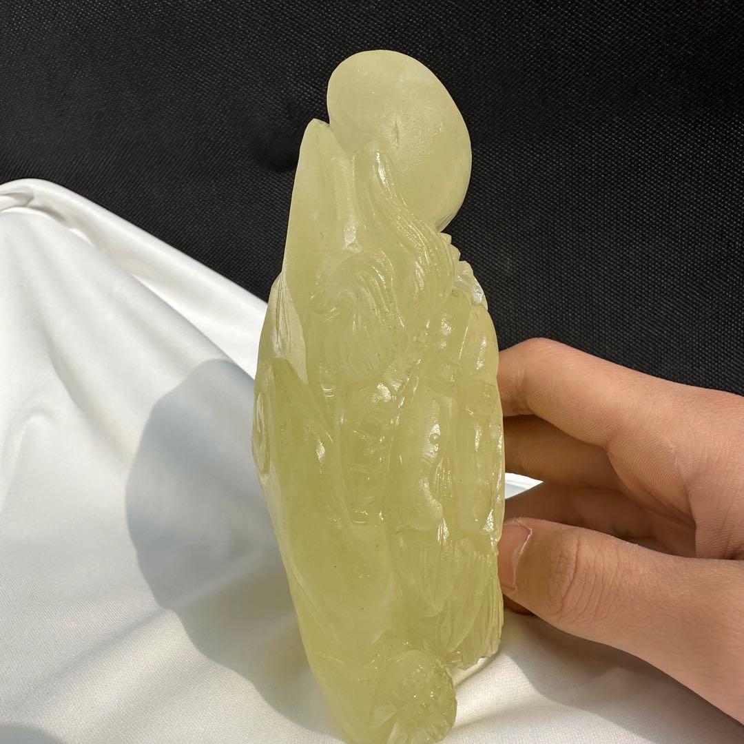 天然石シトリンの龍　置物　彫り物D.85