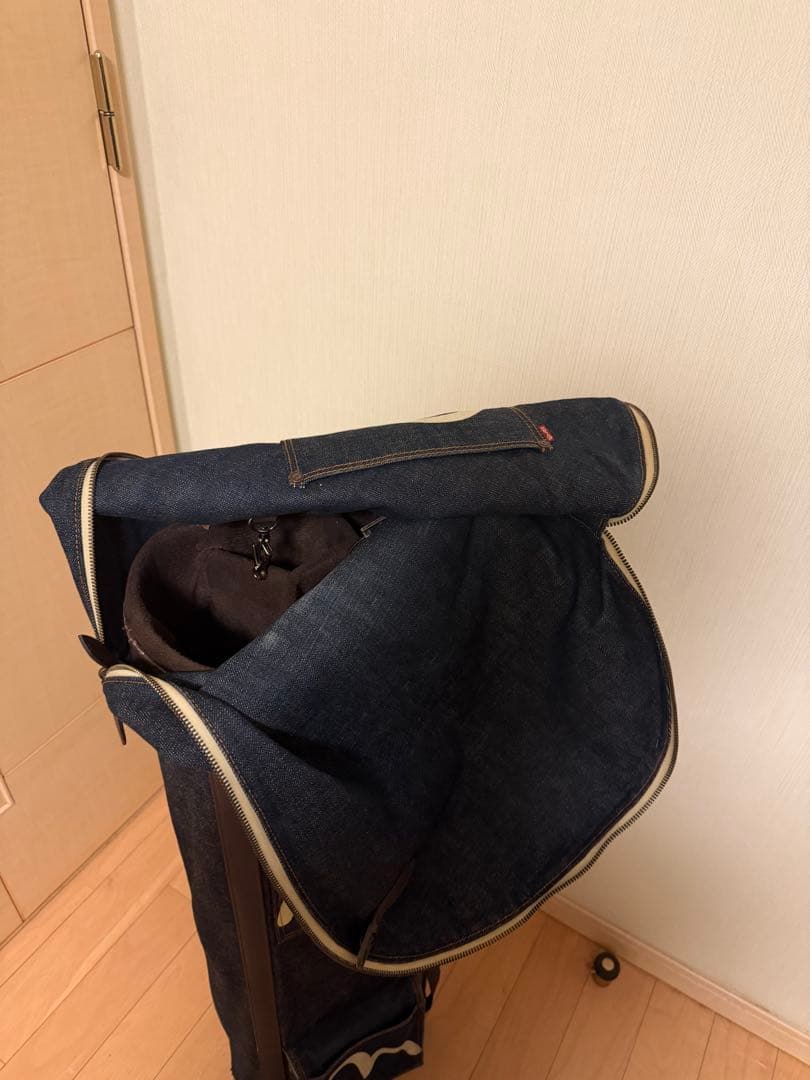 【希少品】エヴィス（EVISU）フード一体型キャディバッグ・デニム生地