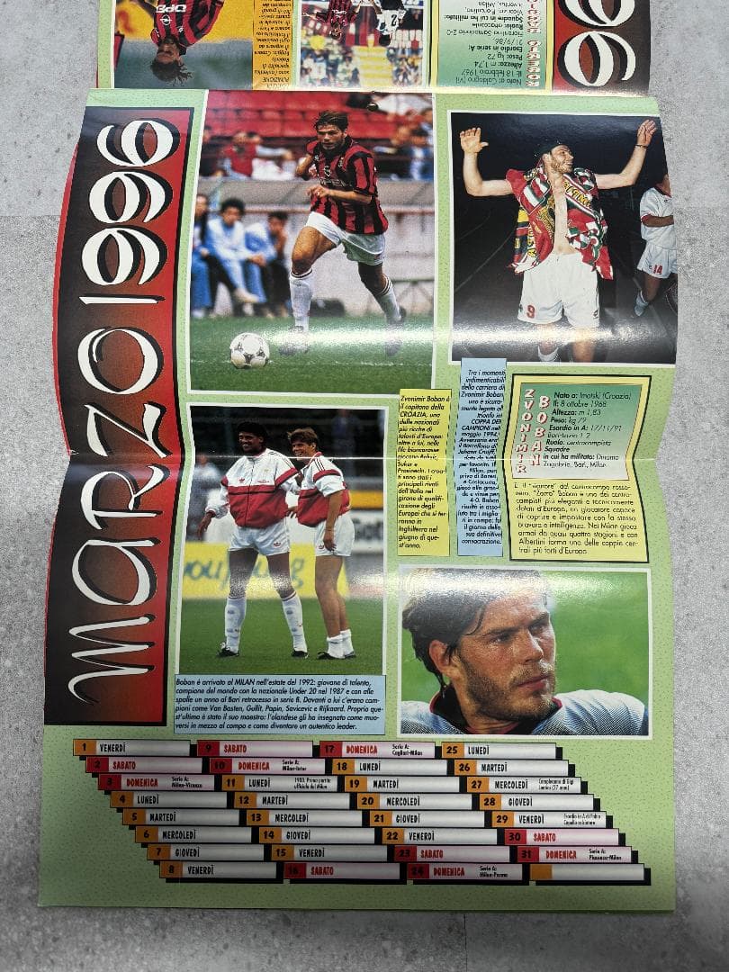 AC MILAN 1995 1996　カレンダー　当時物