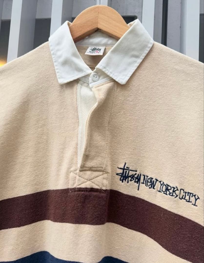 90s old stussy rugby shirts polo L 白タグ