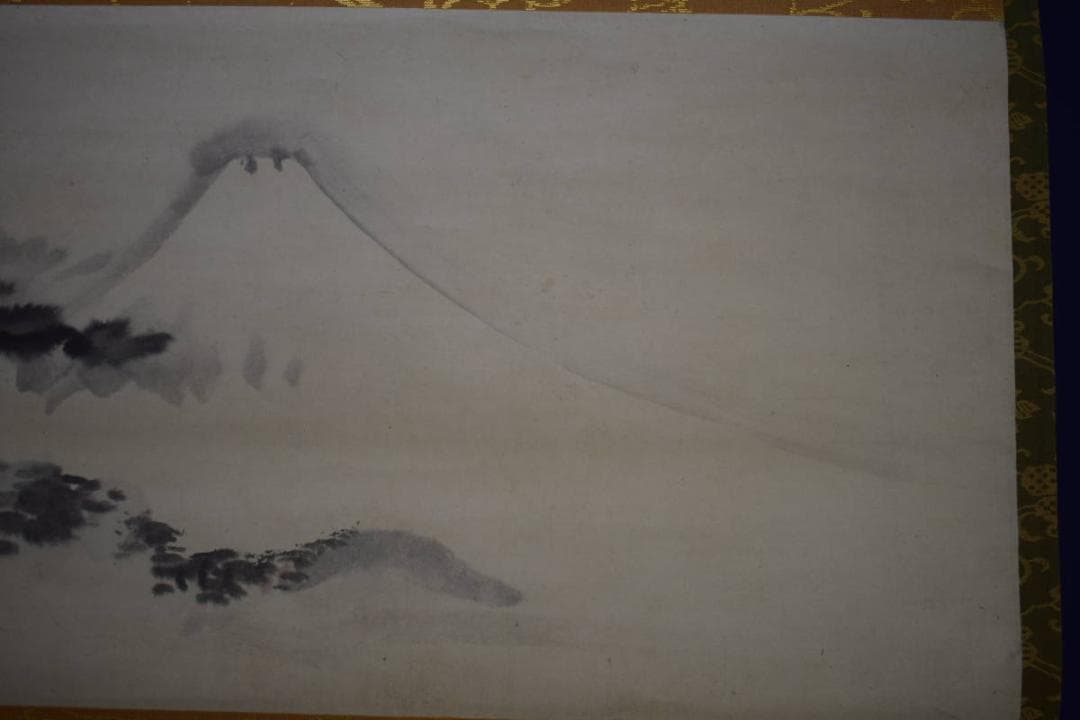 真作/茗圃/風花翁/夏富士山水図/名古屋/日泰寺/所蔵伝来/布袋屋掛軸HJ-63