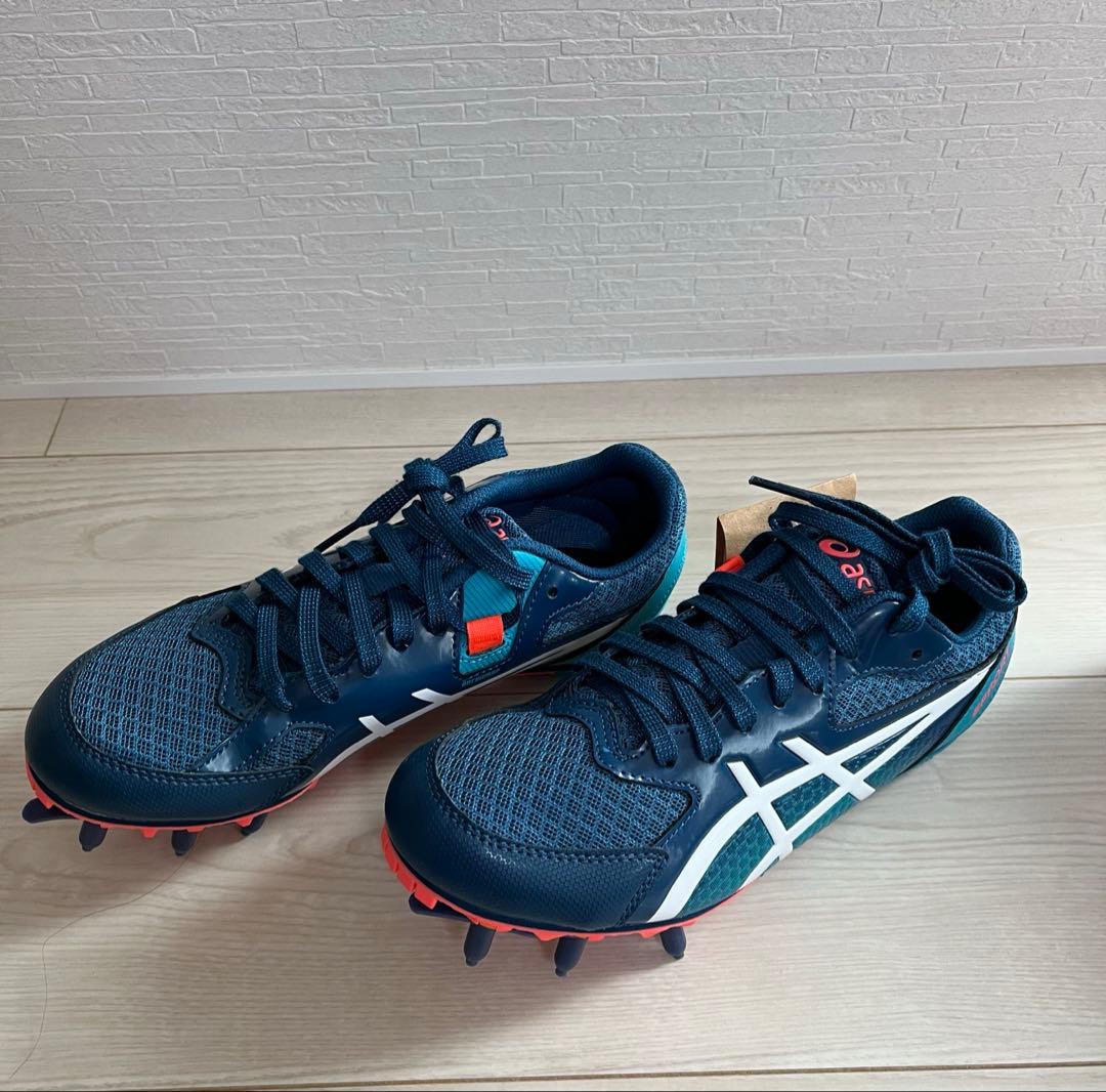 新品 asics 陸上競技用スパイクシューズ ネイビー　24.5cm