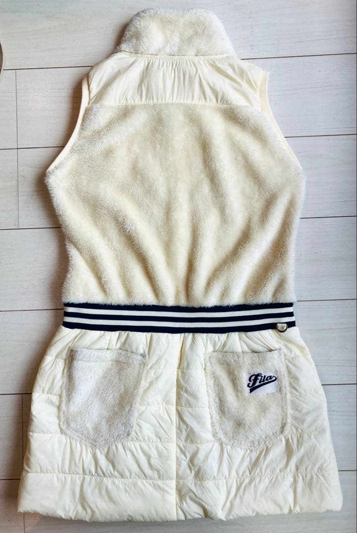 ばにら＊FILA ファー素材 ノースリーブワンピース アイボリーM