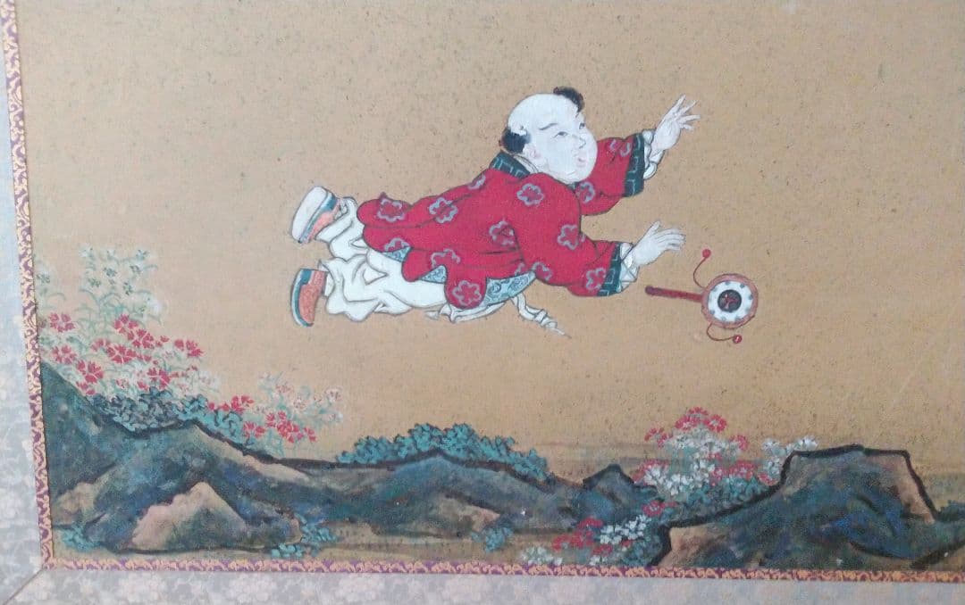 日本画【二枚折り屏風】岩絵の具使用
