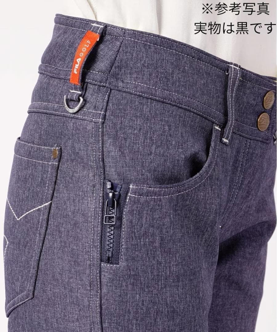 大きいサイズ 5L フィラゴルフ　防風デニム調ストレッチ ロングパンツ ブラック