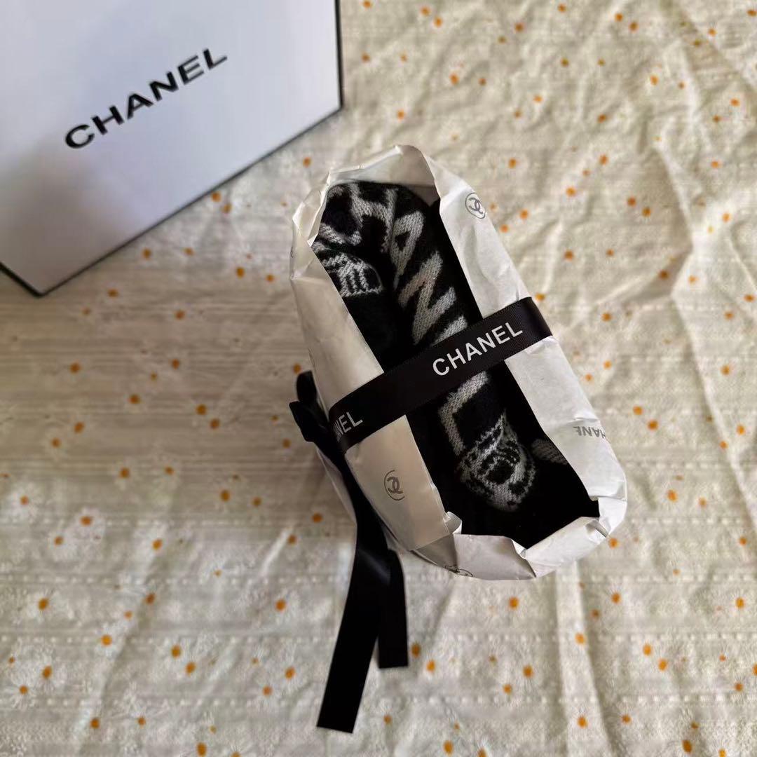 CHANEL ノベルティ リバーシブル スカーフ マフラー　カシミア　シルク