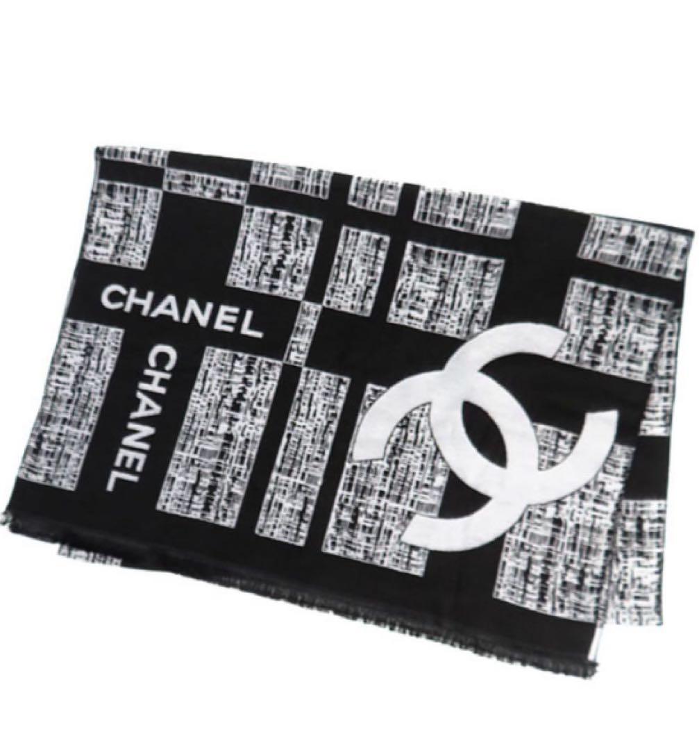 CHANEL ノベルティ リバーシブル スカーフ マフラー　カシミア　シルク
