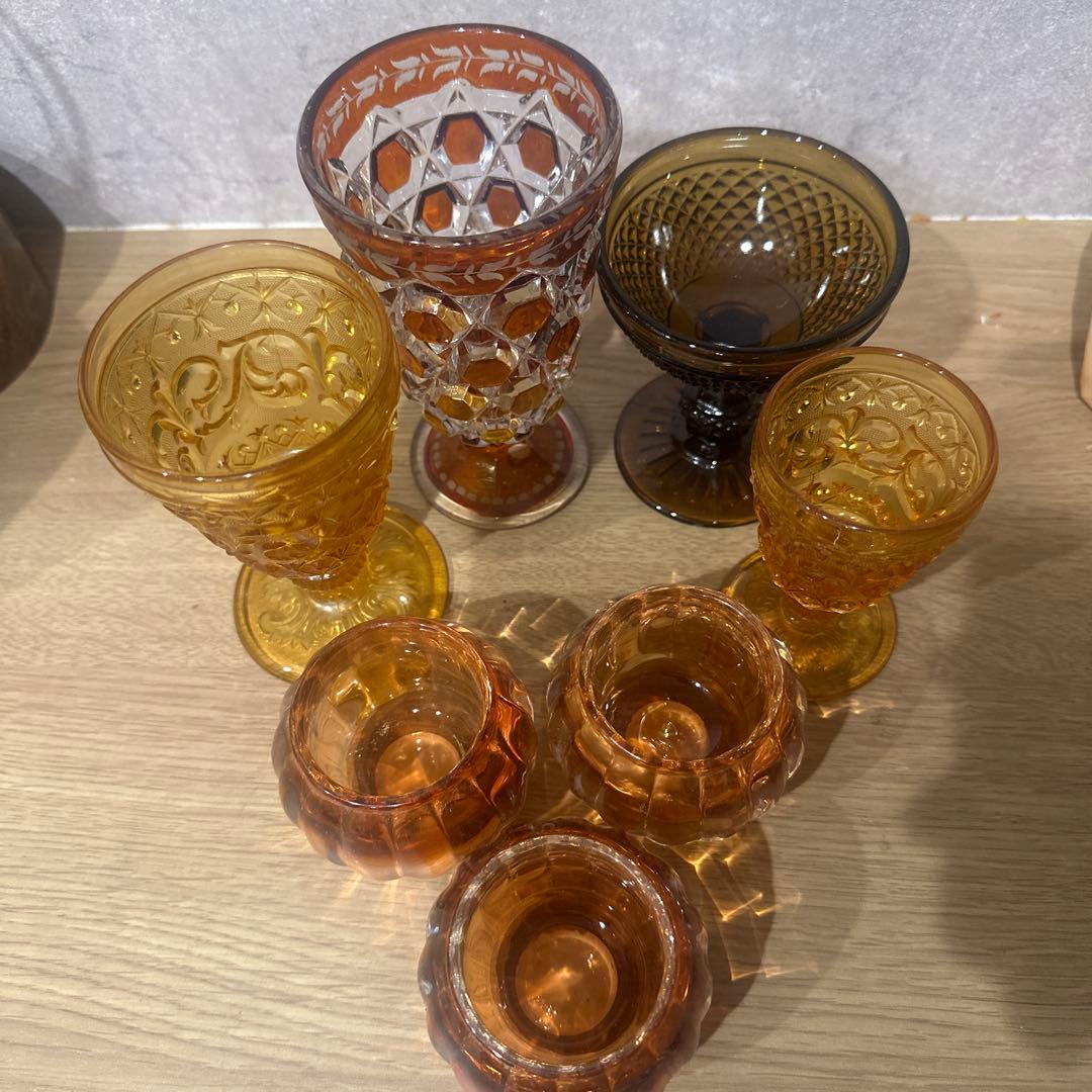 ヴィンテージ ガラス キャンドルホルダー 6点セット