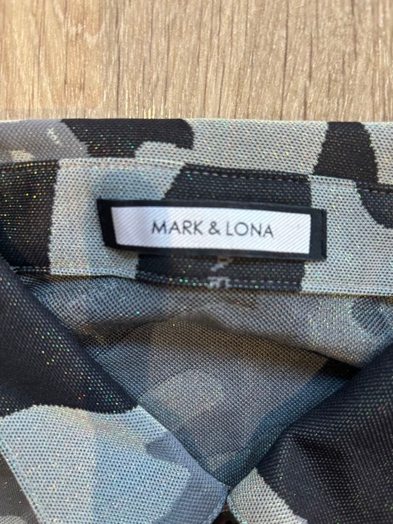 MARK&LONA マークアンドロナ カモフラ柄薄手ポロシャツ ラメ入り 48
