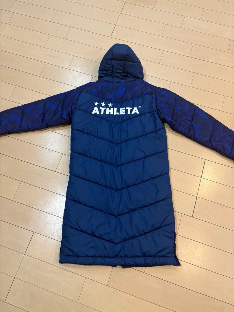 【値下げ可】ATHLETA ネイビー ダウンコート フード付き