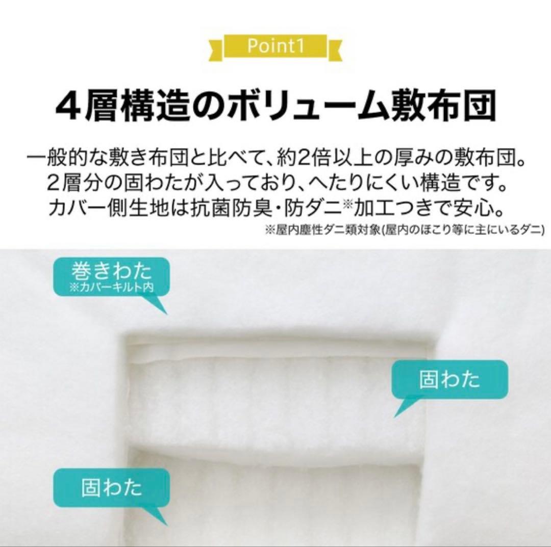 ニトリ 【ダブルサイズ】カバーが洗えるボリューム敷布団 13センチ