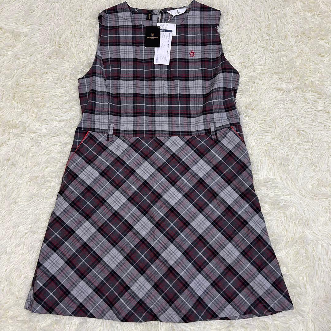 【新品】洗える♡ マンシングウェア タータンチェックノースリーブワンピース LL