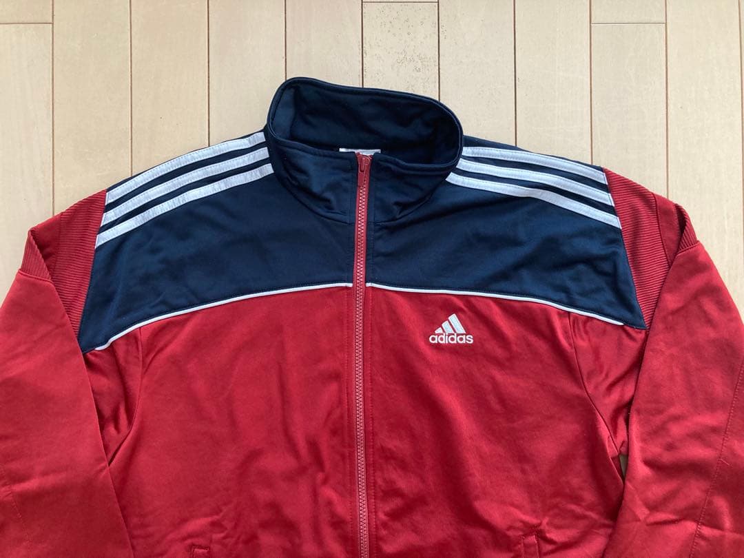 アディダス adidas ジャージ トラックジャケット 赤 紺 ネイビー 古着