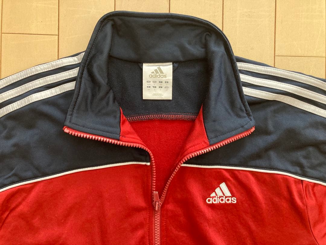 アディダス adidas ジャージ トラックジャケット 赤 紺 ネイビー 古着