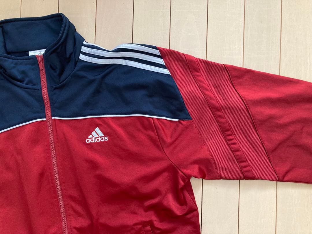 アディダス adidas ジャージ トラックジャケット 赤 紺 ネイビー 古着