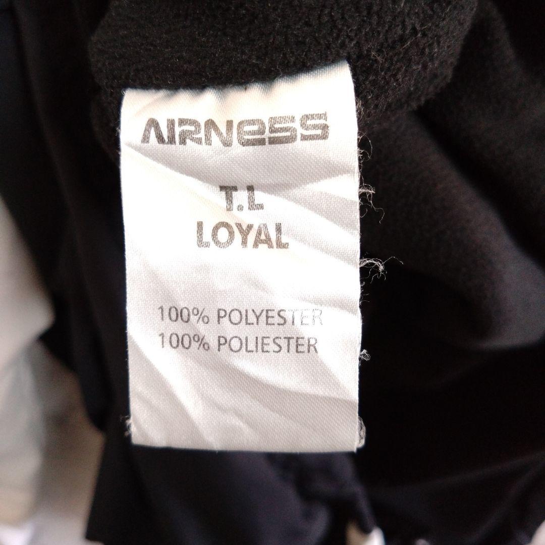 ★重14　AIRNESS　厚手プルオーバートップL　黒白赤　裏フリース　US古着