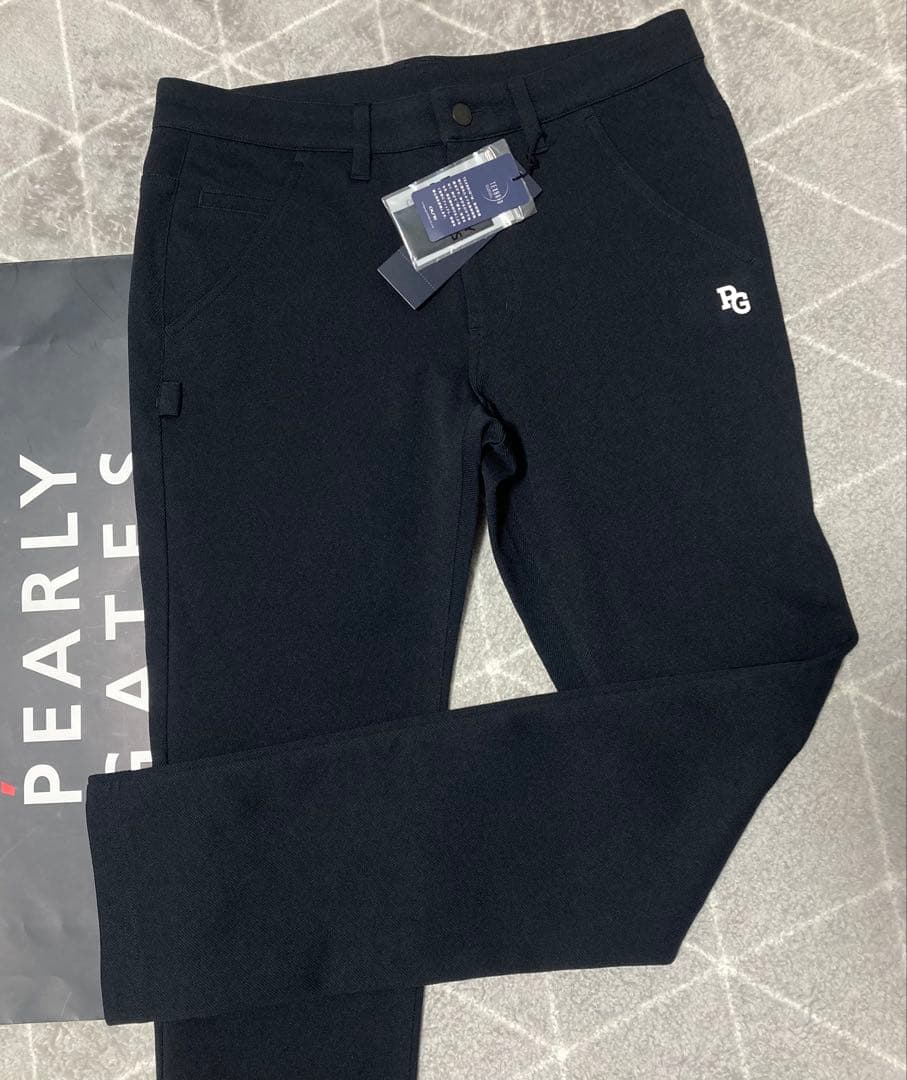 新品 パーリーゲイツ テックスブリッドジャージー5ポケットパンツ(4)M/紺