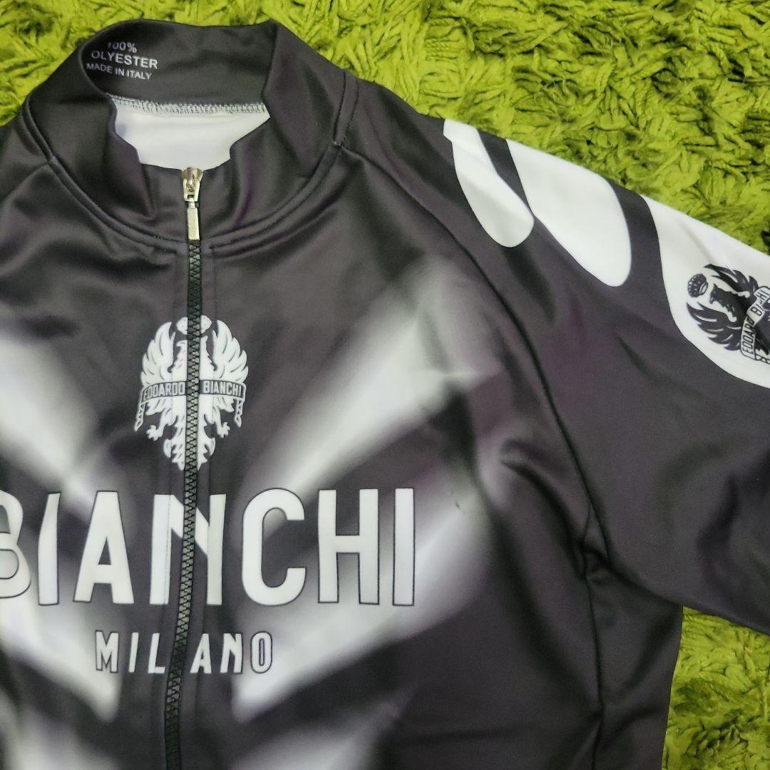 ビアンキ サイクルジャージ セットアップ 黒 ジャケット パンツ 裏起毛