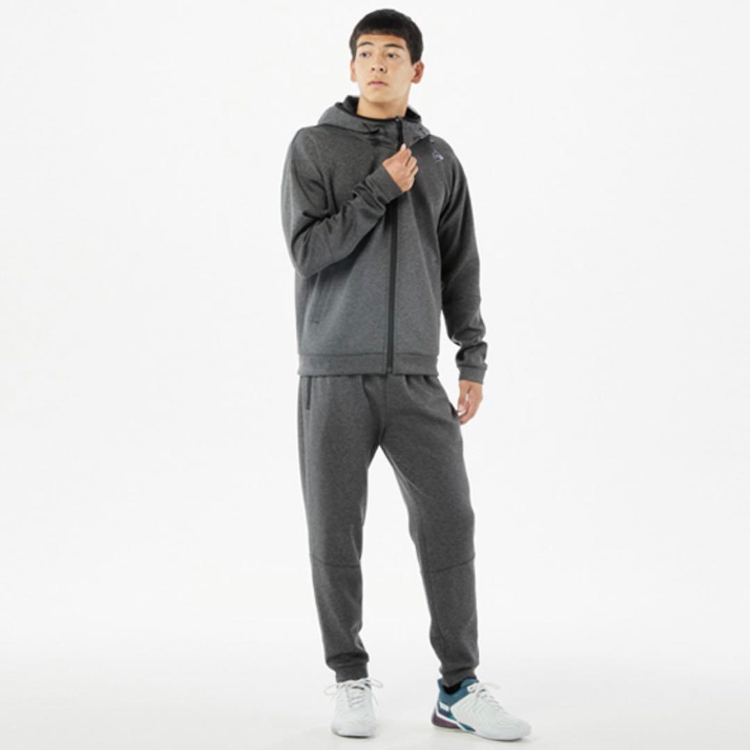 【DUNLOP】ダンロップ ユニセックス スエットフード付ジャケット 杢ブラック