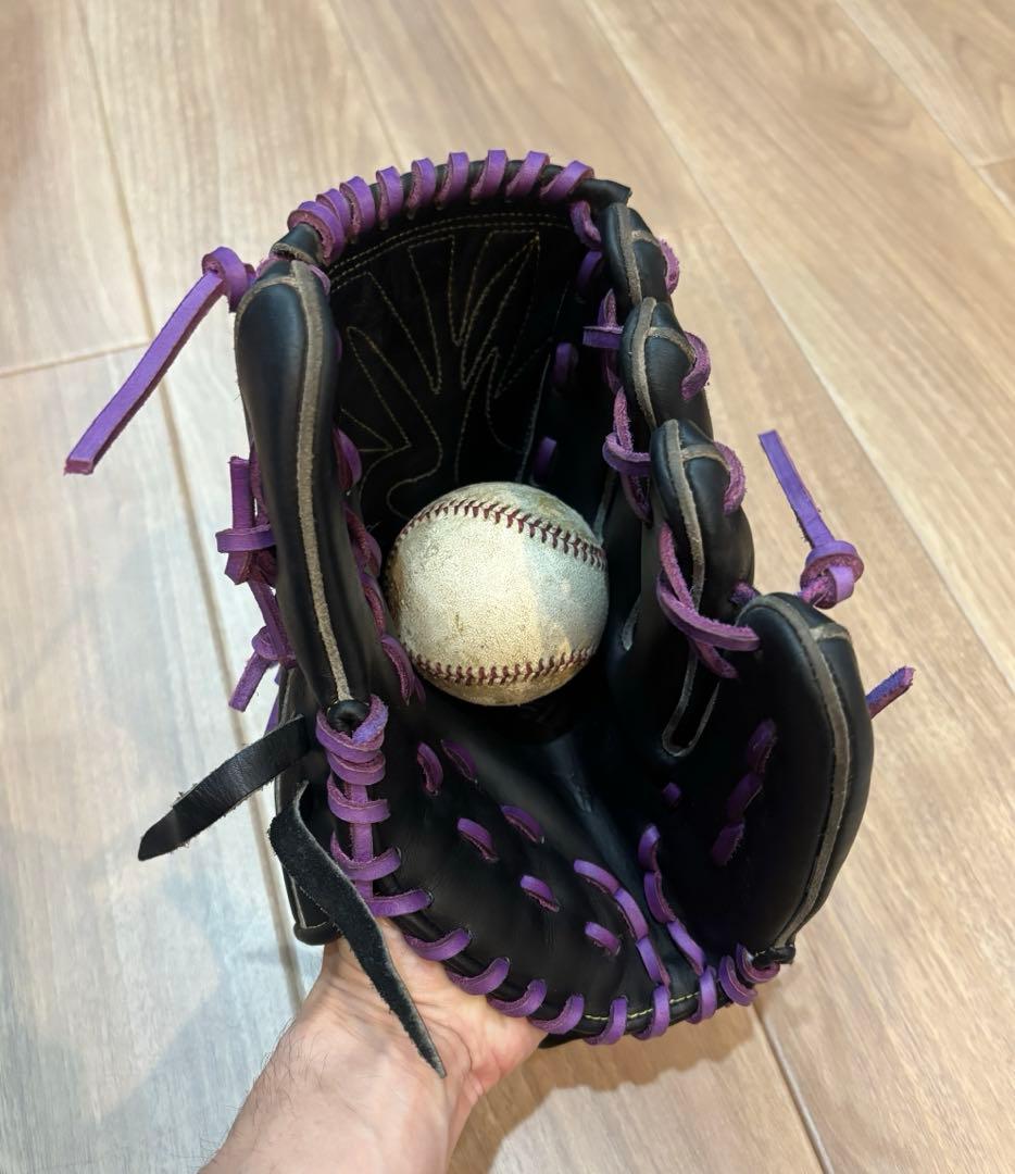 MIZUNO グローバルエリート 軟式投手用グローブ 黒/紫