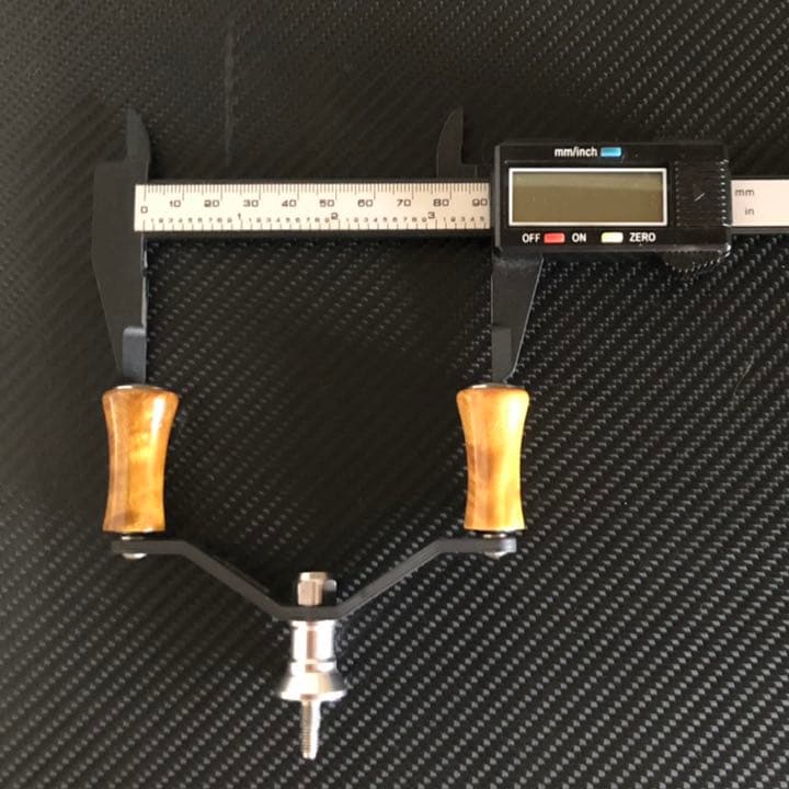 シマノ用スピニングリールカーボンダブルハンドル ウッドハンドルノブセット