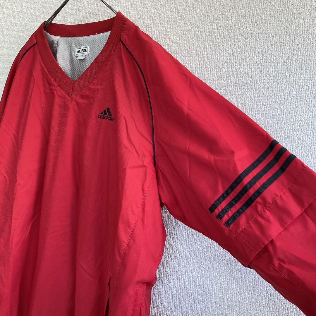 adidas アディダスゴルフ プルオーバー 2WAY Vネック ゆったり 赤L