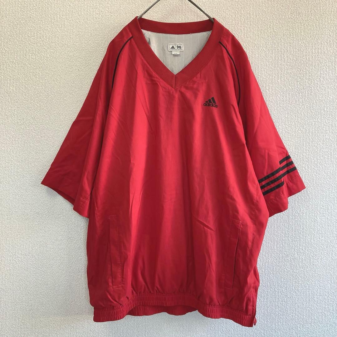 adidas アディダスゴルフ プルオーバー 2WAY Vネック ゆったり 赤L