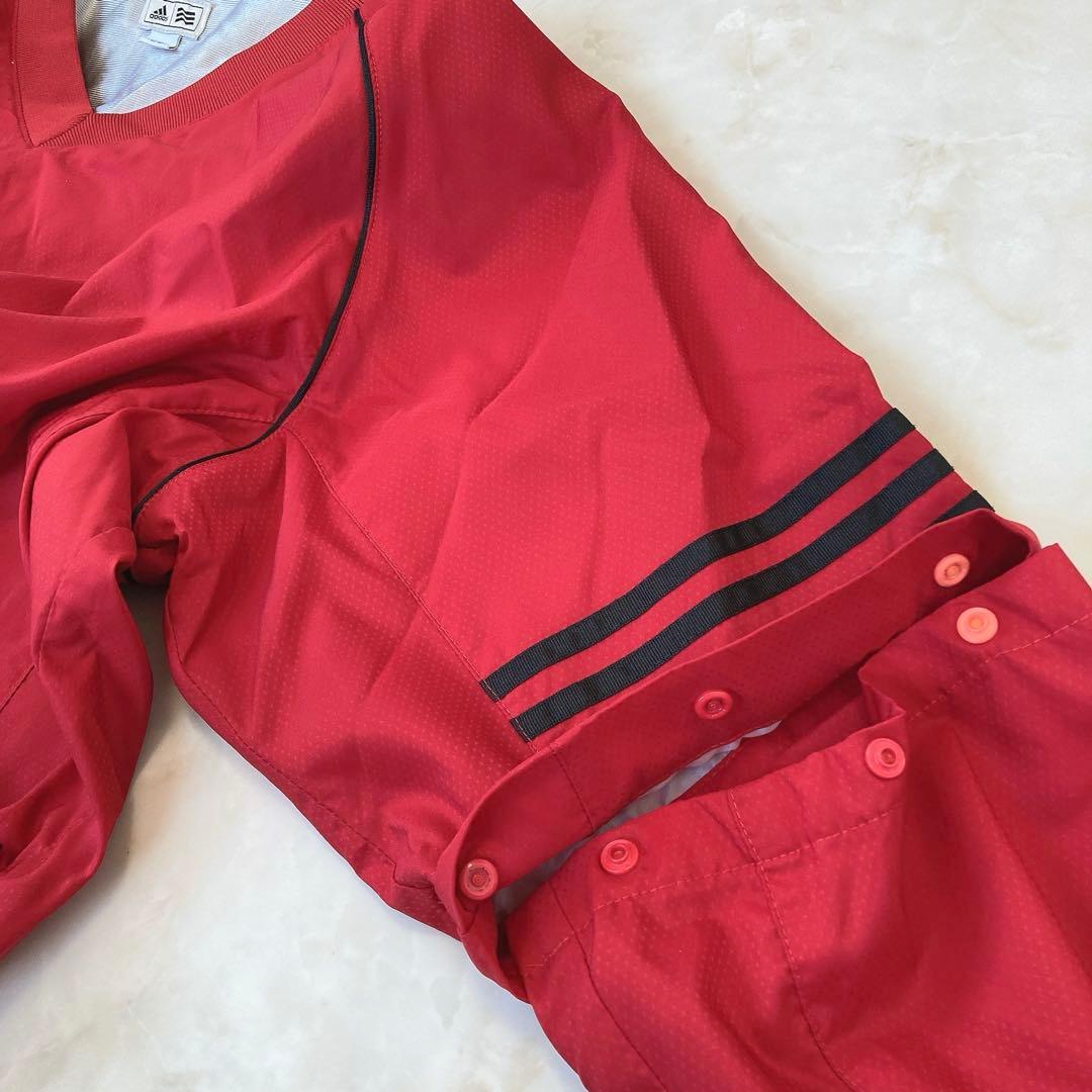 adidas アディダスゴルフ プルオーバー 2WAY Vネック ゆったり 赤L