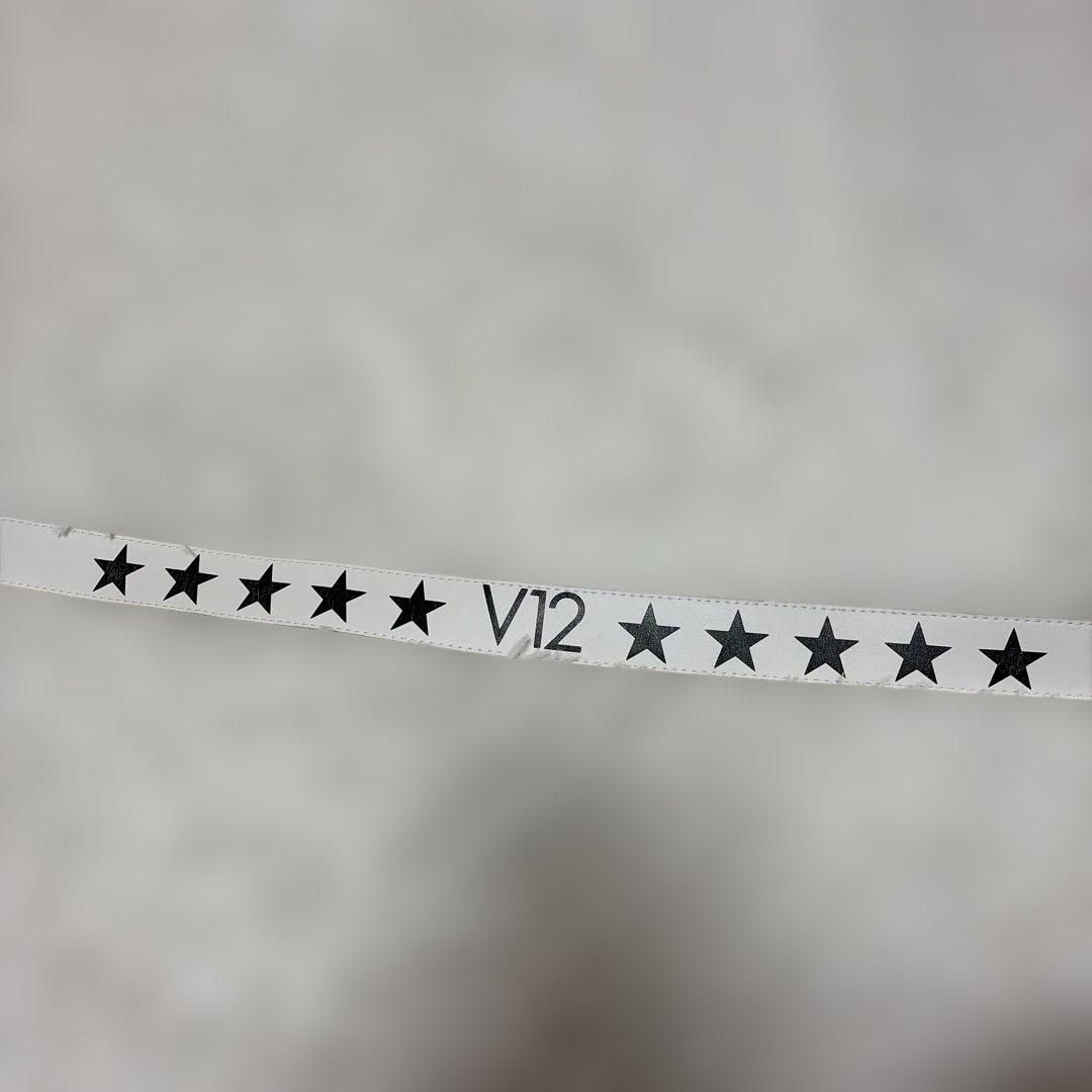 V12 ゴルフ ベルト 星柄 ホワイト メンズ
