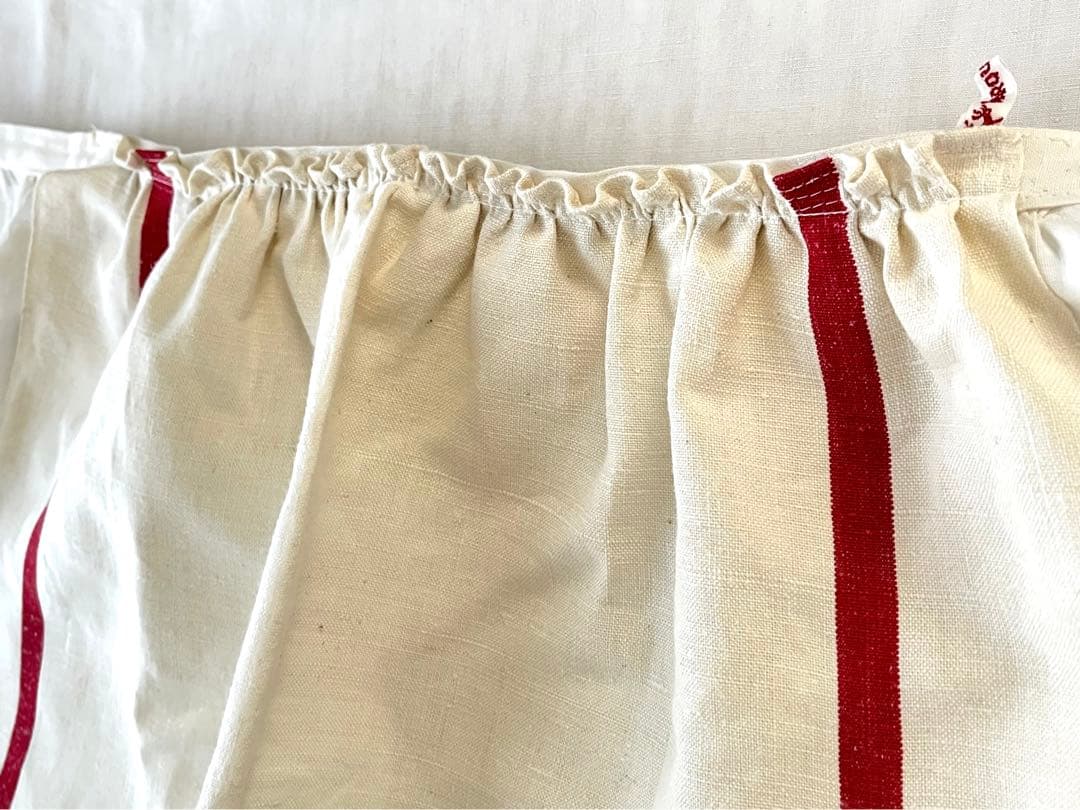 【美品】フランスアンティーク 赤ライン ギャルソンエプロン[349.1792]