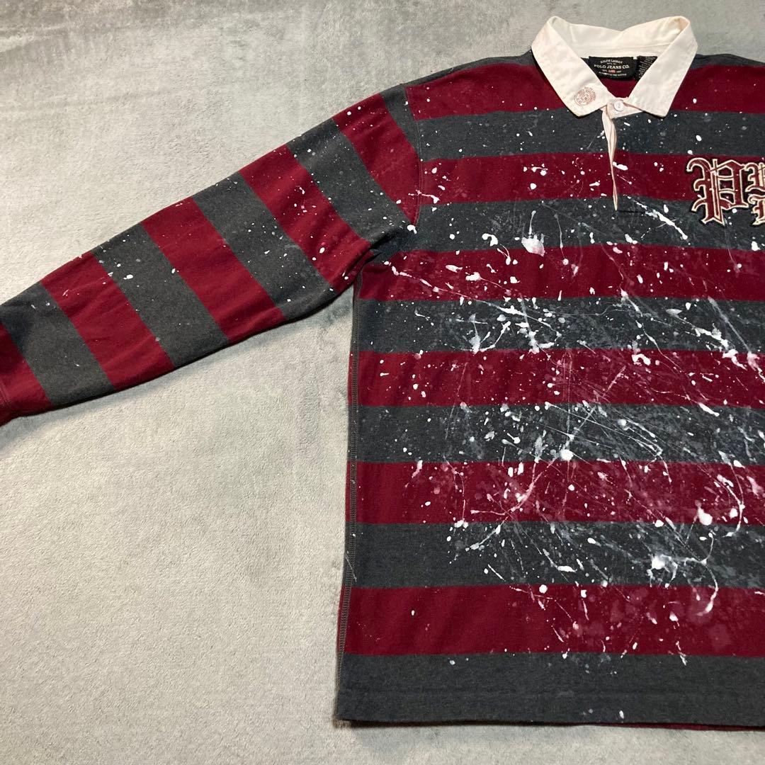 POLOJEANSCO. ラガーシャツ Paint リメイク USA製 XL