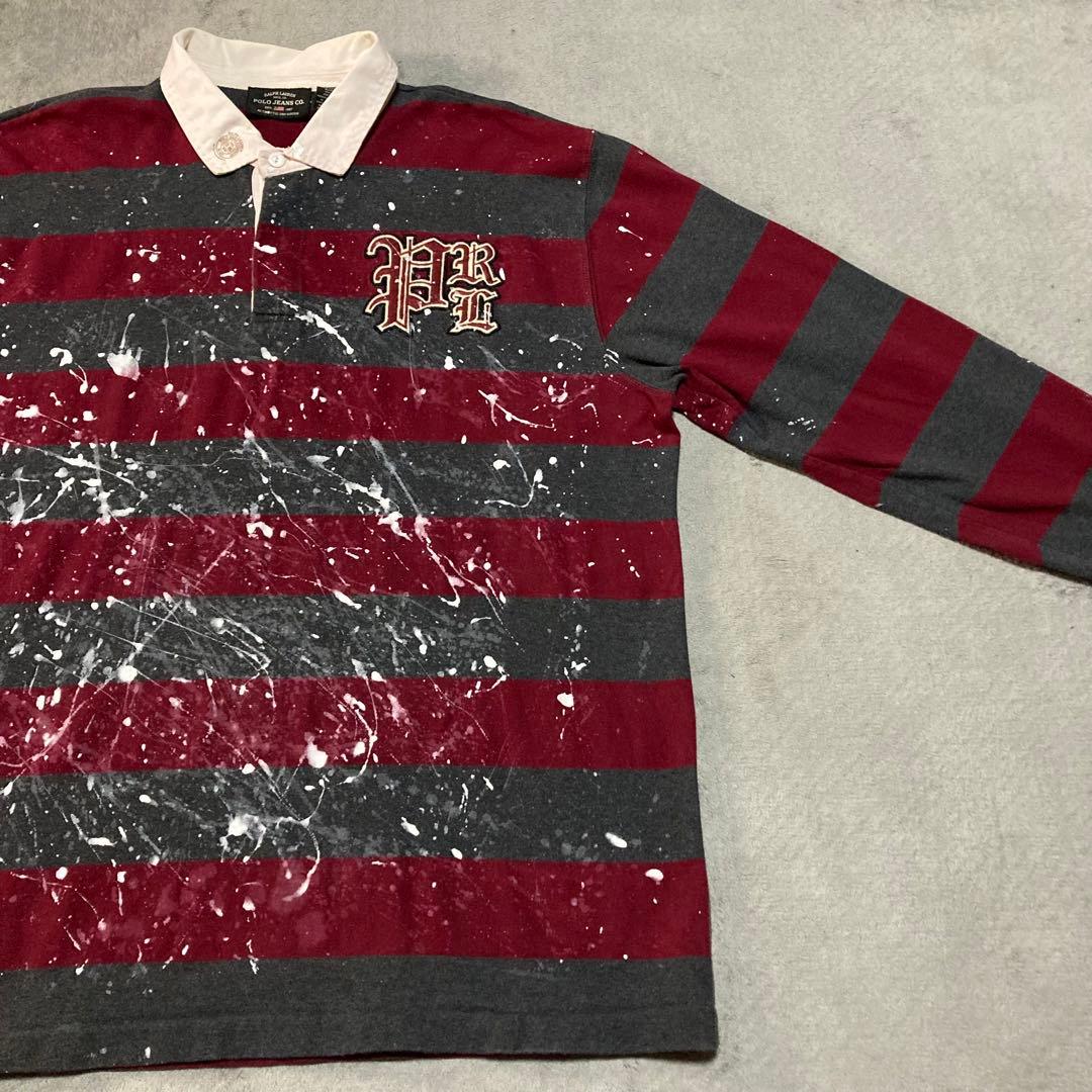 POLOJEANSCO. ラガーシャツ Paint リメイク USA製 XL