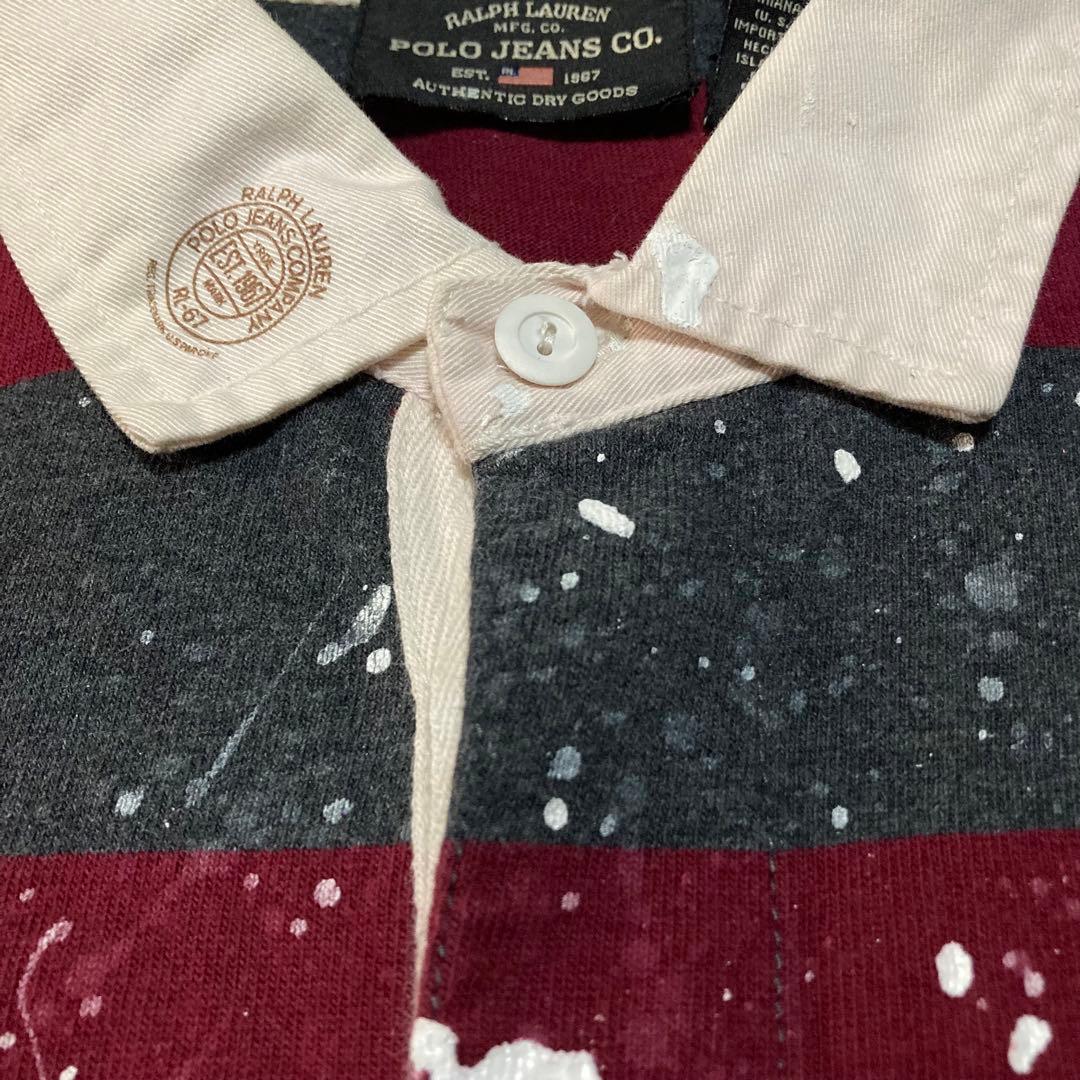 POLOJEANSCO. ラガーシャツ Paint リメイク USA製 XL