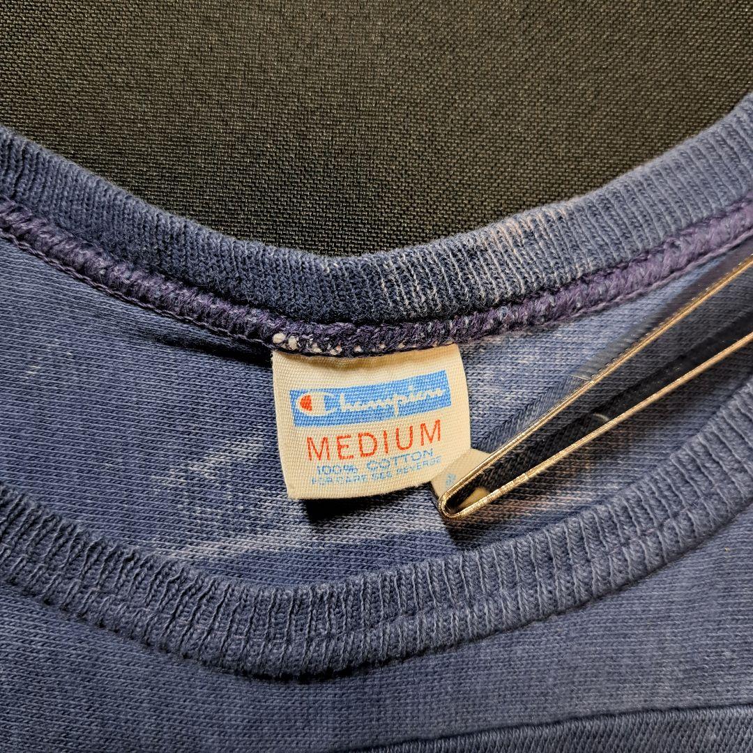 チャンピオンフットボールt シャツ　ヴィンテージ　navy　バータグ　70s