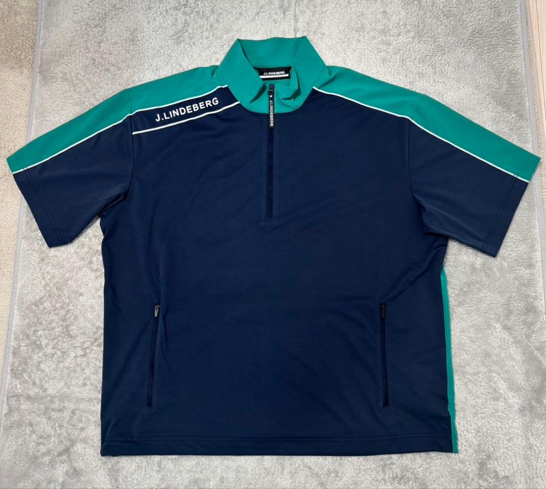 新品 J.LINDEBERG 半袖シャツ モックネック ハーフジップアップ L