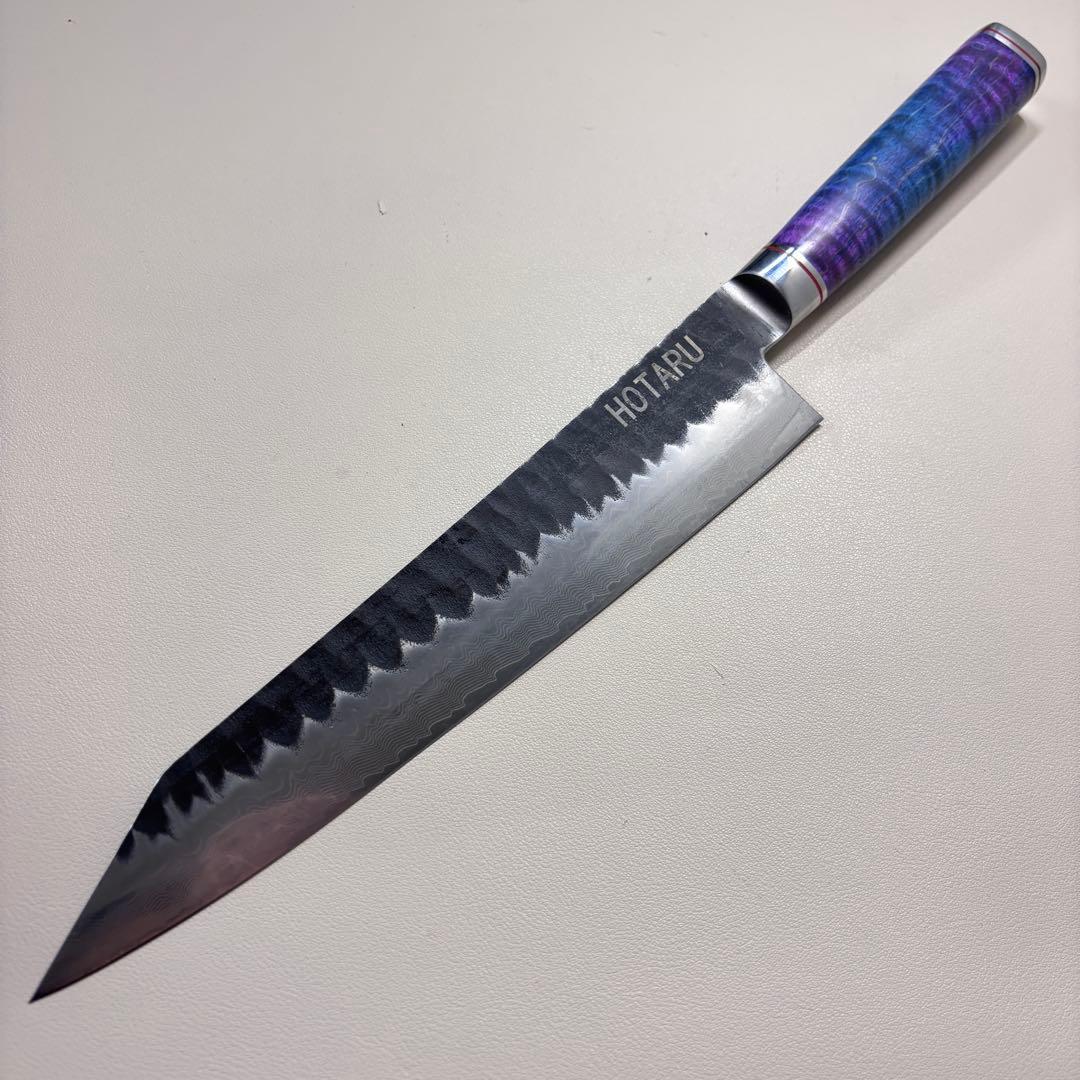 240mm黒打ちダマスカス　(切付型)牛刀シェフナイフ 牛刀【新品】