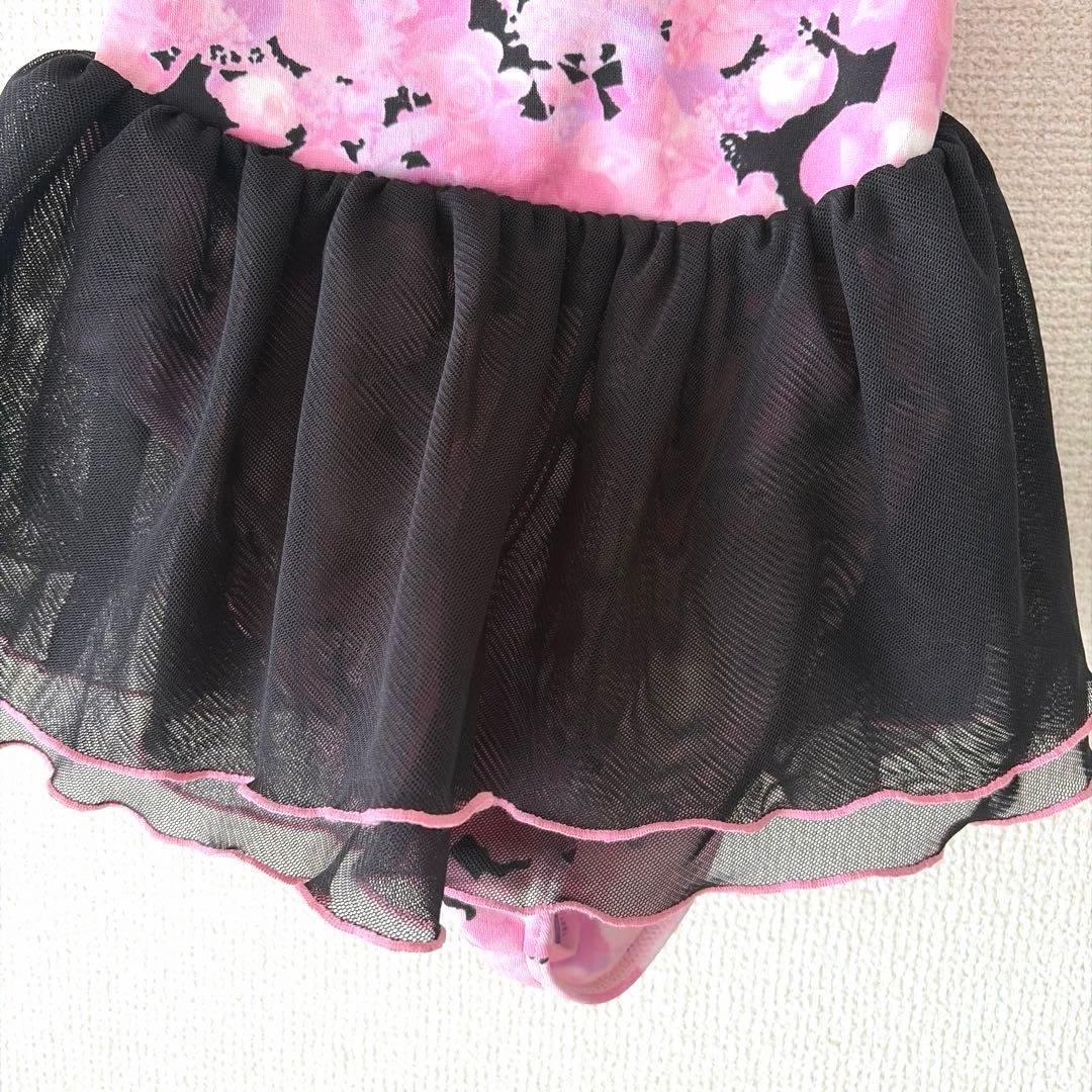 美品　120 130 ピィーカブ　レオタード　花柄　ピンク　ブラック　スカート付