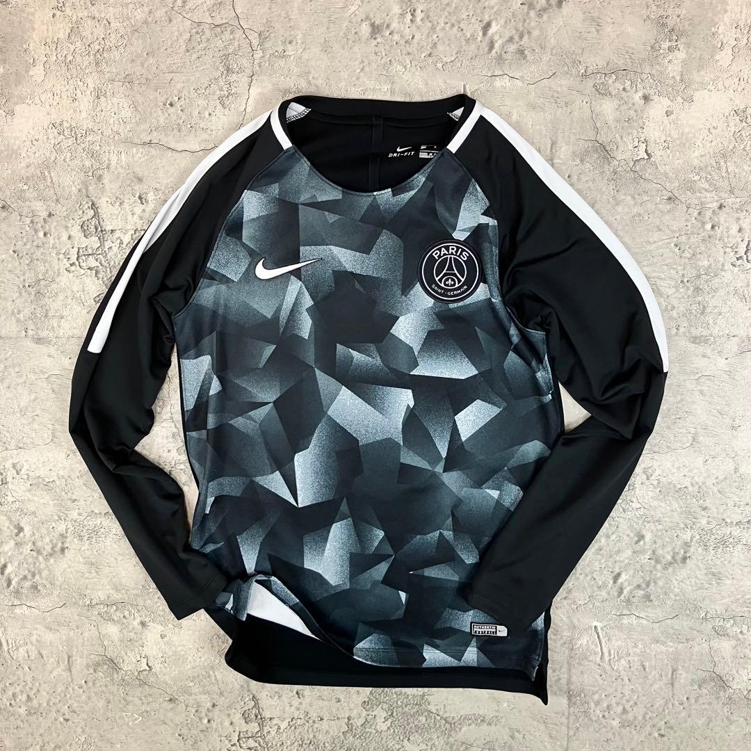 NIKE パリサンジェルマン PSG 長袖ドリルトップ 古着 刺繍ロゴ ブラック
