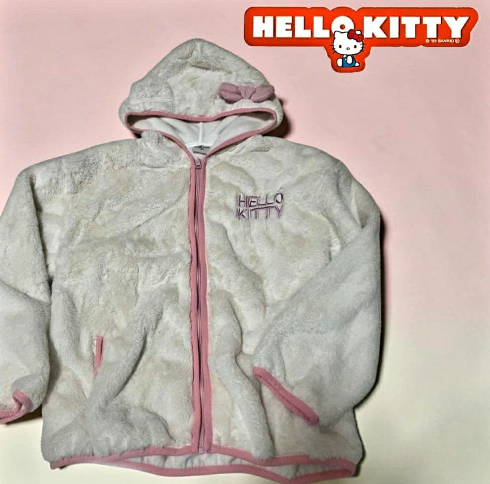 ☆HalloKitty ユニバコラボ廃盤 モコモコ フーディー Lsize美品☆