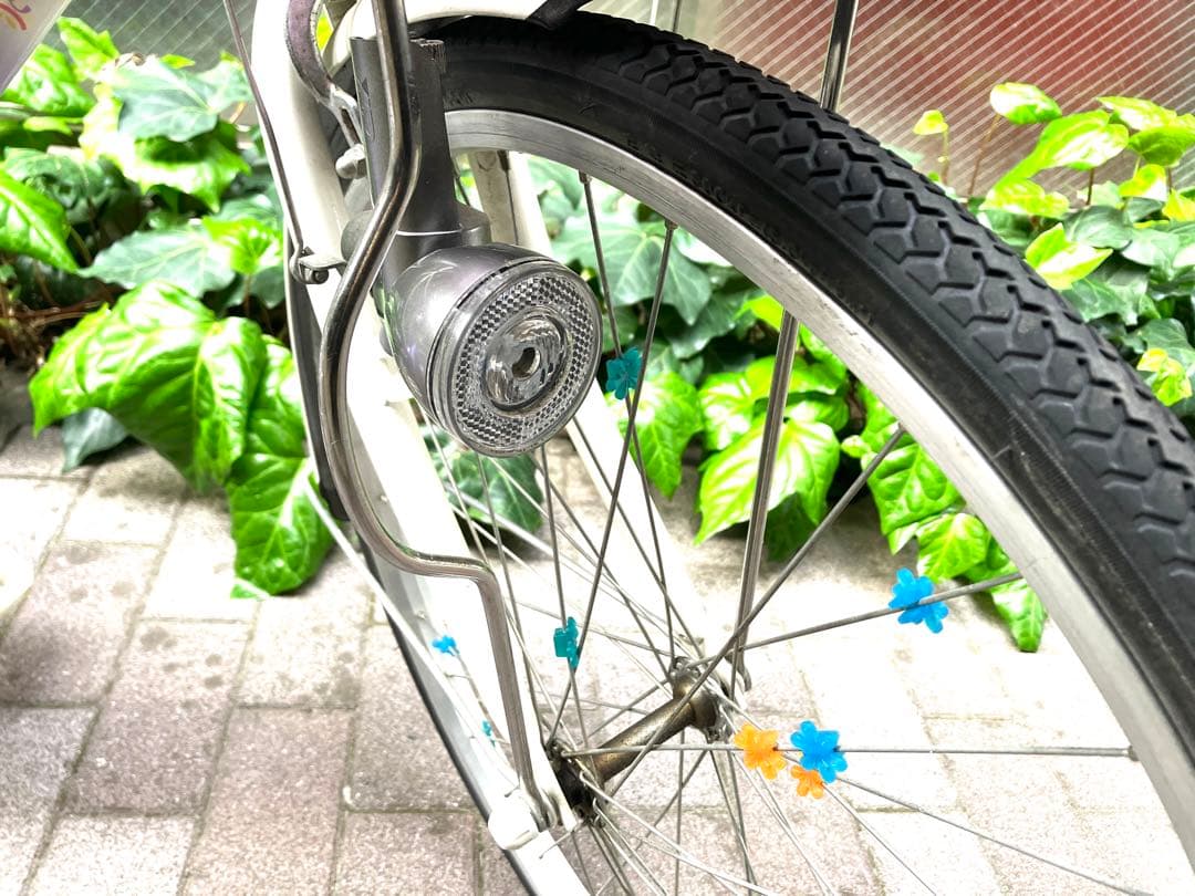 ブリヂストン子供用自転車 パープル 花柄 バスケット付き