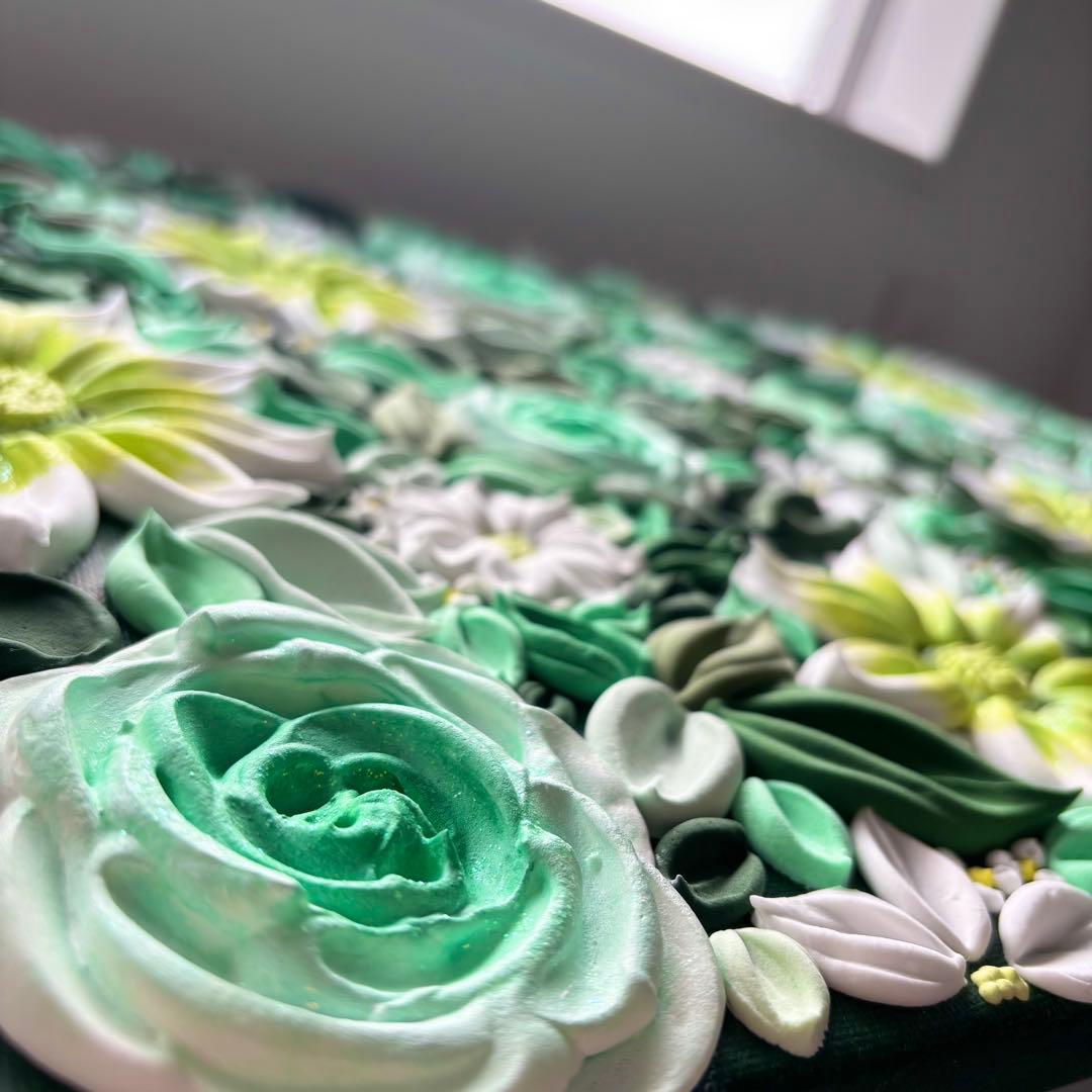 観葉植物　テクスチャーアート　現代アート　インテリアアート　花の絵　花束　韓国